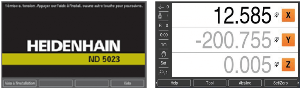 Écran d'accueil personnalisable sur visualisation de cotes heidenhain ND 5023