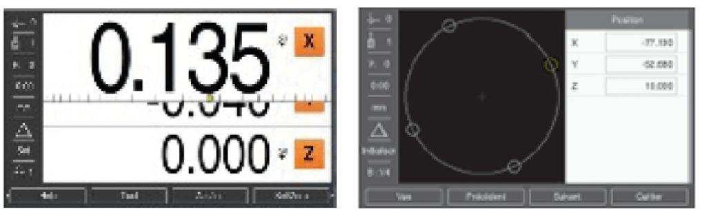 Motifs de trous circulaires et linéaires sur visualisation de cotes ND 5023 HEIDENHAIN